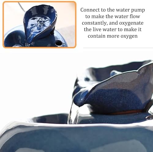 Blue Ceramic Mini Waterfall Fountain Pet Humidifier Desktop Ornament