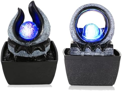 WicheMi Indoor Tabletop Fountain with LED Light