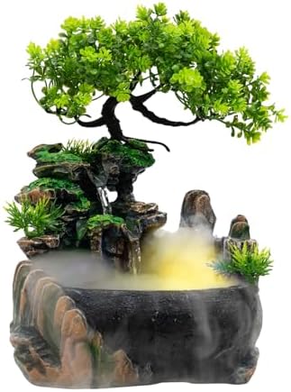 Indoor Rockery Fountain with LED Light and Atomizer