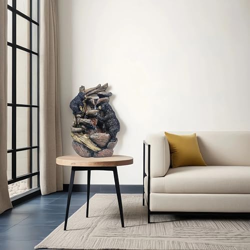 Black Bear Waterfall Tabletop Fountain with Rock Design