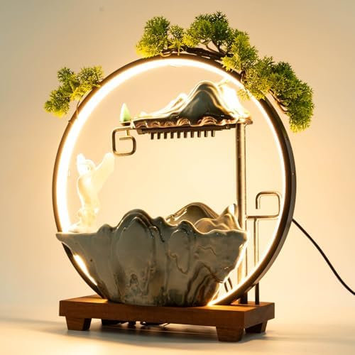 Type9 Fountain Waterfall Tabletop with LED Light and Automatic Pump