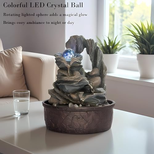 GIDITA Tabletop Water Fountain with LED Light