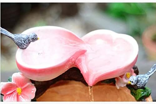 Pink Tabletop Fountain with Bird and Peach Design