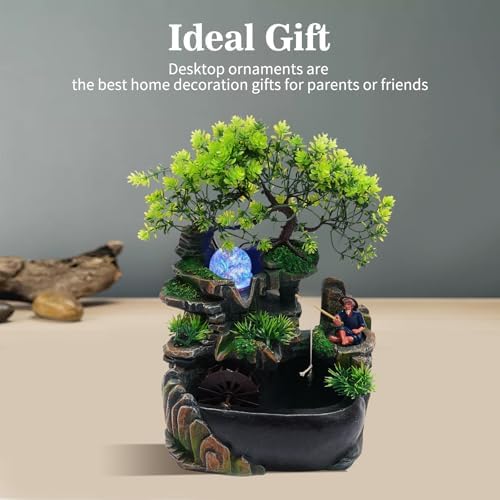 Tabletop Fountain with Color Changing LED Lighting