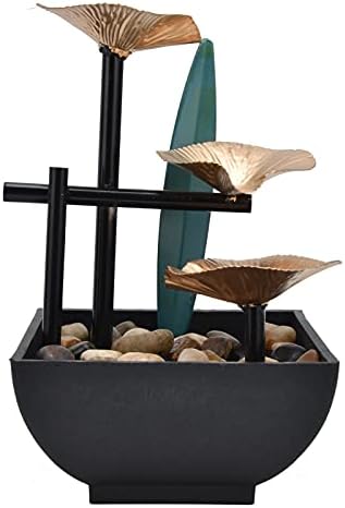CHICIRIS Indoor Tabletop Fountain with 3-Tier Waterfall and Lighting Feature for Home Office Decor