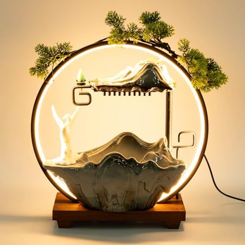 Type9 Fountain Waterfall Tabletop with LED Light and Automatic Pump