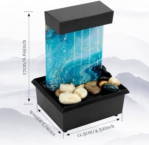 Light Blue Tabletop Fountain with LED Lights