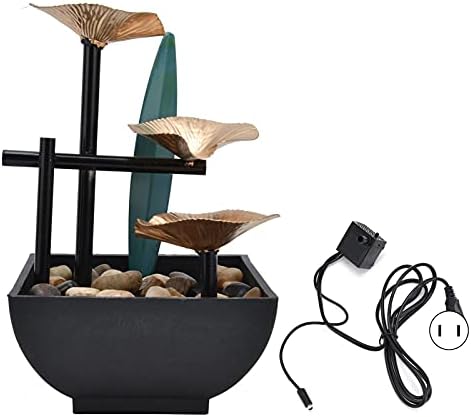 CHICIRIS Indoor Tabletop Fountain with 3-Tier Waterfall and Lighting Feature for Home Office Decor