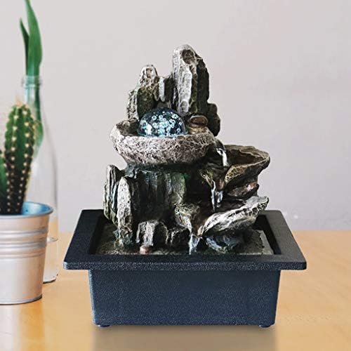 Simple Lucky Tabletop Water Fountain with LED Rolling Ball
