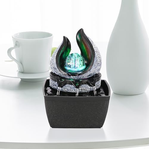 Hebafri Tabletop Water Fountain with LED Rolling Ball