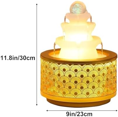 Yellow X-Large Zen Desk Water Fountain with LED Crystal Ball