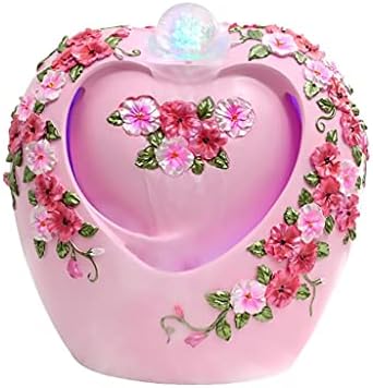 Pink Heart Shape Tabletop Fountain for Home Office Decor