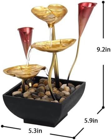 Lotus Leaf Water Fountain with LED Lights and Calla Lily Accents