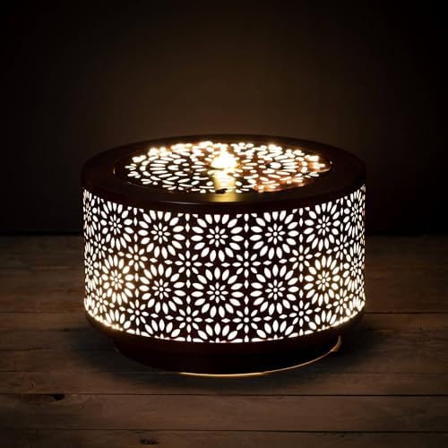 Sullivans Copper Flower Cutout Medium Water Fountain with LED Light and Easy Setup Pump