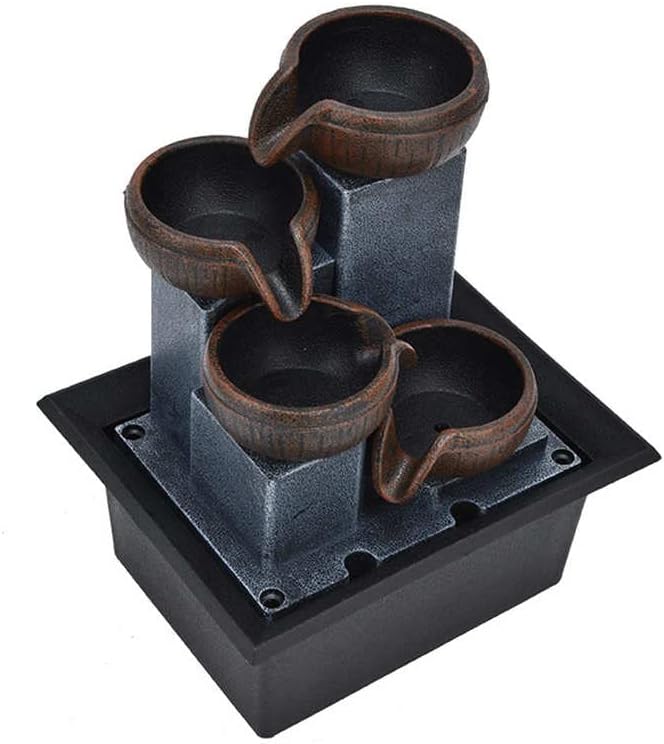 RSLEE Tabletop Water Fountain with LED Yellow Light for Home Office Decor