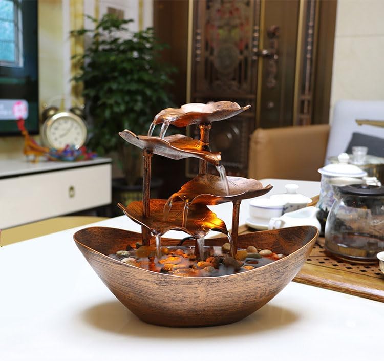 YOUUGIOR Tabletop Water Fountain with LED Light and USB Pump