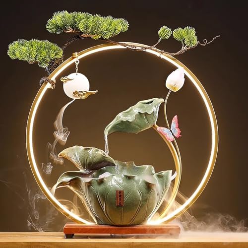 Lotus Tranquility Ceramic Tabletop Water Fountain