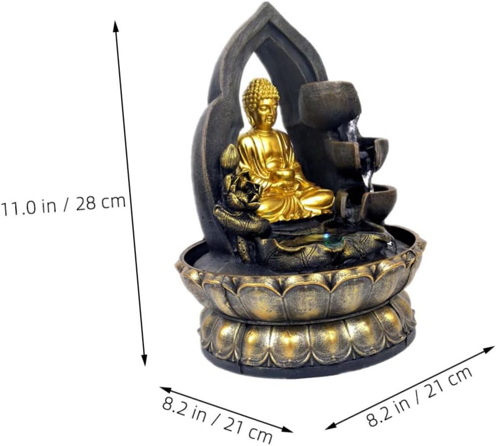 Ciieeo Resin Buddha Statue Waterfall Fountain for Home Office Decor