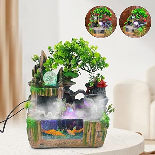 Tabletop Fountain with LED Light and Waterfall Effect