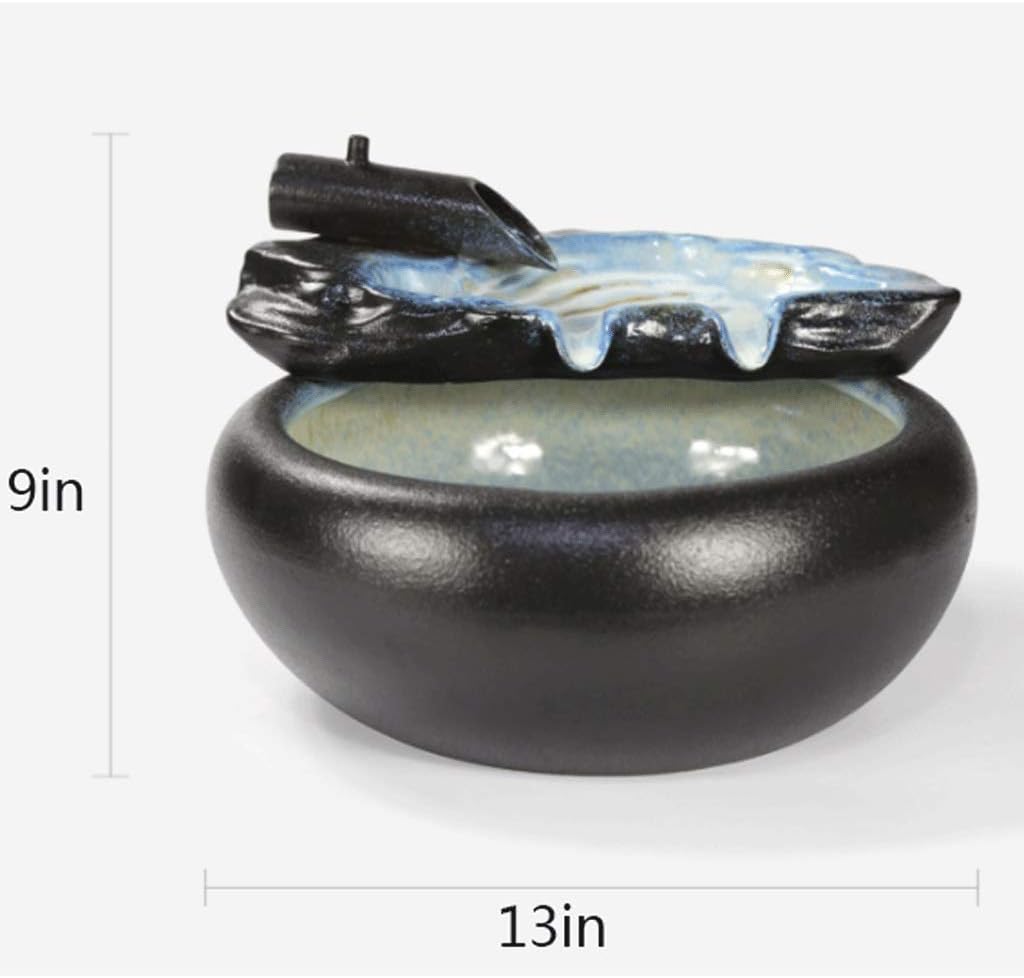Ceramic Zen Flowing Water Fountain for Home Office Bedroom Decor