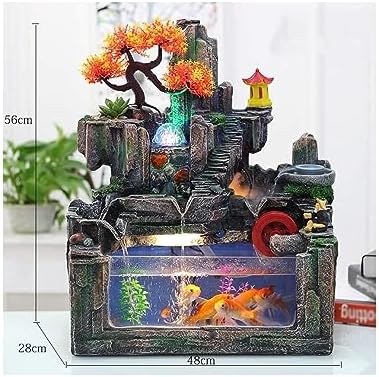 DHAEY Tabletop Fountain with Resin Rockery and Water Flow