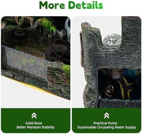Kaichenyt Desktop Rockery Water Fountain with LED Light and Atomizer