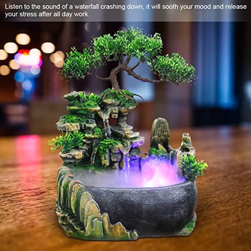 Walfront Tabletop Fountain Humidifier with Waterfall and LED Light