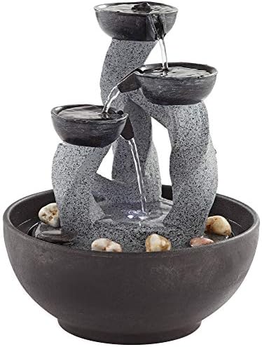 Three Twist Column 11 Inch High LED Tabletop Fountain