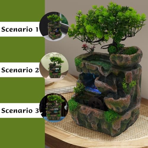 Tabletop Fountain with LED Lights Stress Relief Decor