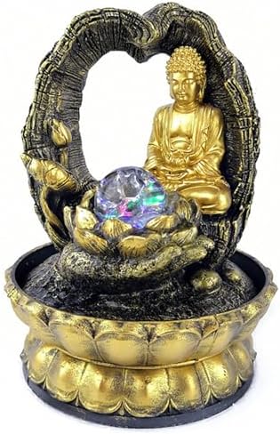 Buddha Fountain with Light 12 Inch Tabletop Indoor Fountain for Living Room and Office