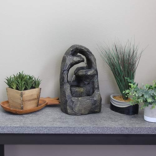 Sunnydaze Cavernous Rock Tiers Indoor Fountain - 12 Inch Decor