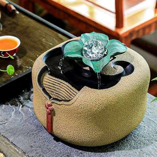 Yellow Tabletop Water Fountain for Home Decor