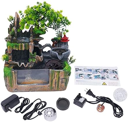 BANLICALI Tabletop Fountain with LED Light and Atomization Effect
