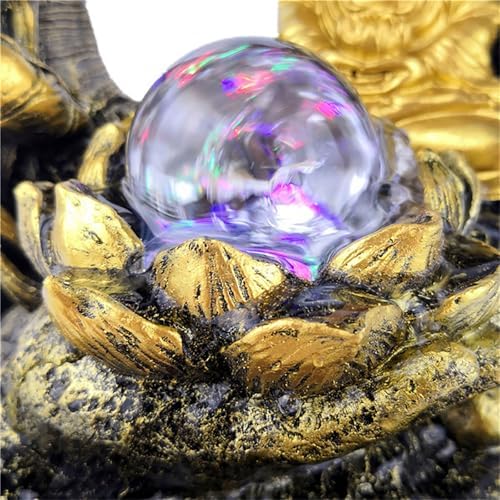 Buddha Fountain with Light 12 Inch Tabletop Indoor Fountain for Living Room and Office