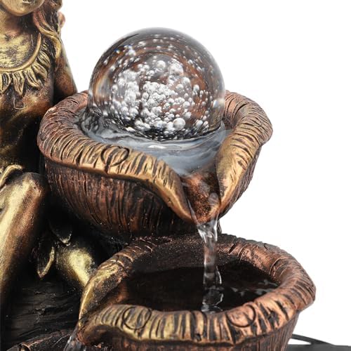 Gsycle Tabletop Fountain with LED Light and USB Pump for Home Office Decor