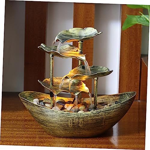 Unomor Creative Lotus Leaf Tabletop Fountain with LED Lights Indoor Waterfall Decor for Relaxation and Stress Relief