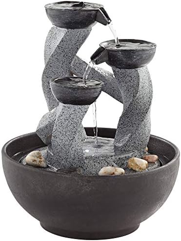 Three Twist Column 11 Inch High LED Tabletop Fountain
