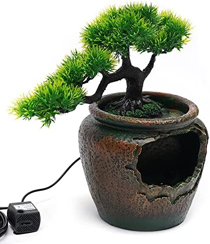 Opulentia Desktop Fountain with LED Light and Resin Rockery