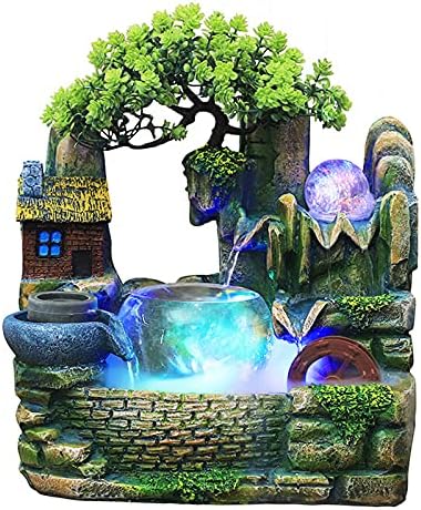 DYRABREST Tabletop Rockery Fountain with LED Light