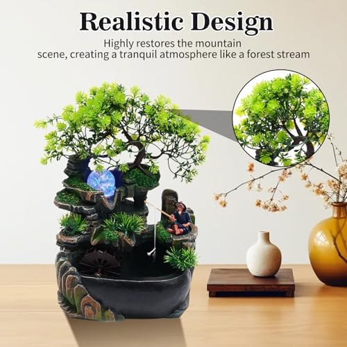 Tabletop Fountain with Color Changing LED Lighting