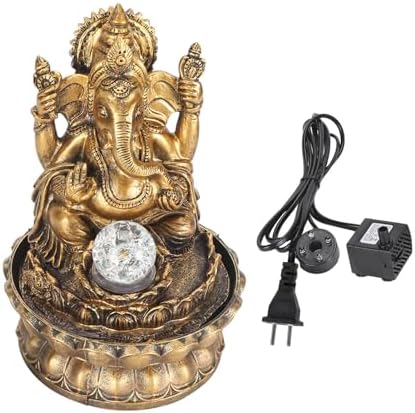 Resin Water Fountain Ganesha Statues Indoor Decorative Relaxing Humidifier with LED Light