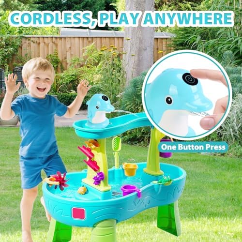 Dolphin Water Table Pump Toy for Kids Blue 1