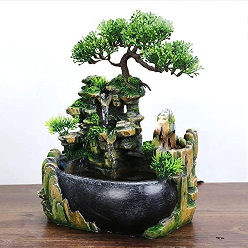 Indoor Fountain Tabletop Waterfall Humidifier with Nature Scene for Home Office
