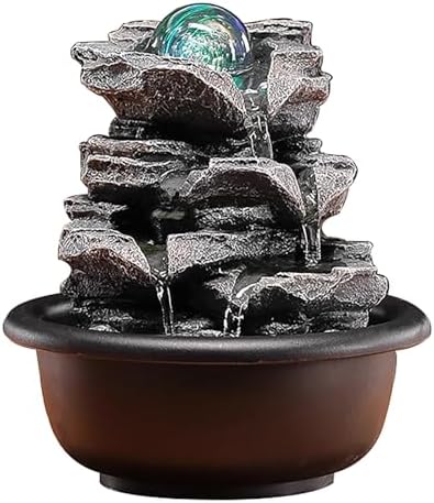 Zen Tabletop Water Fountain with Crystal Ball for Home and Meditation