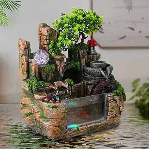 DNYSYSJ Tabletop Fountain Indoor Relaxation Waterfall with Rolling Ball