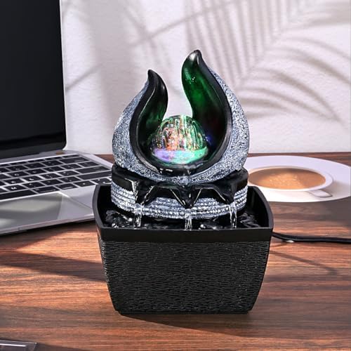 Hebafri Tabletop Water Fountain with LED Rolling Ball
