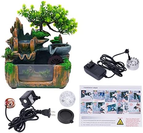 Ageanbri Tabletop Fountain with LED and Automatic Pump