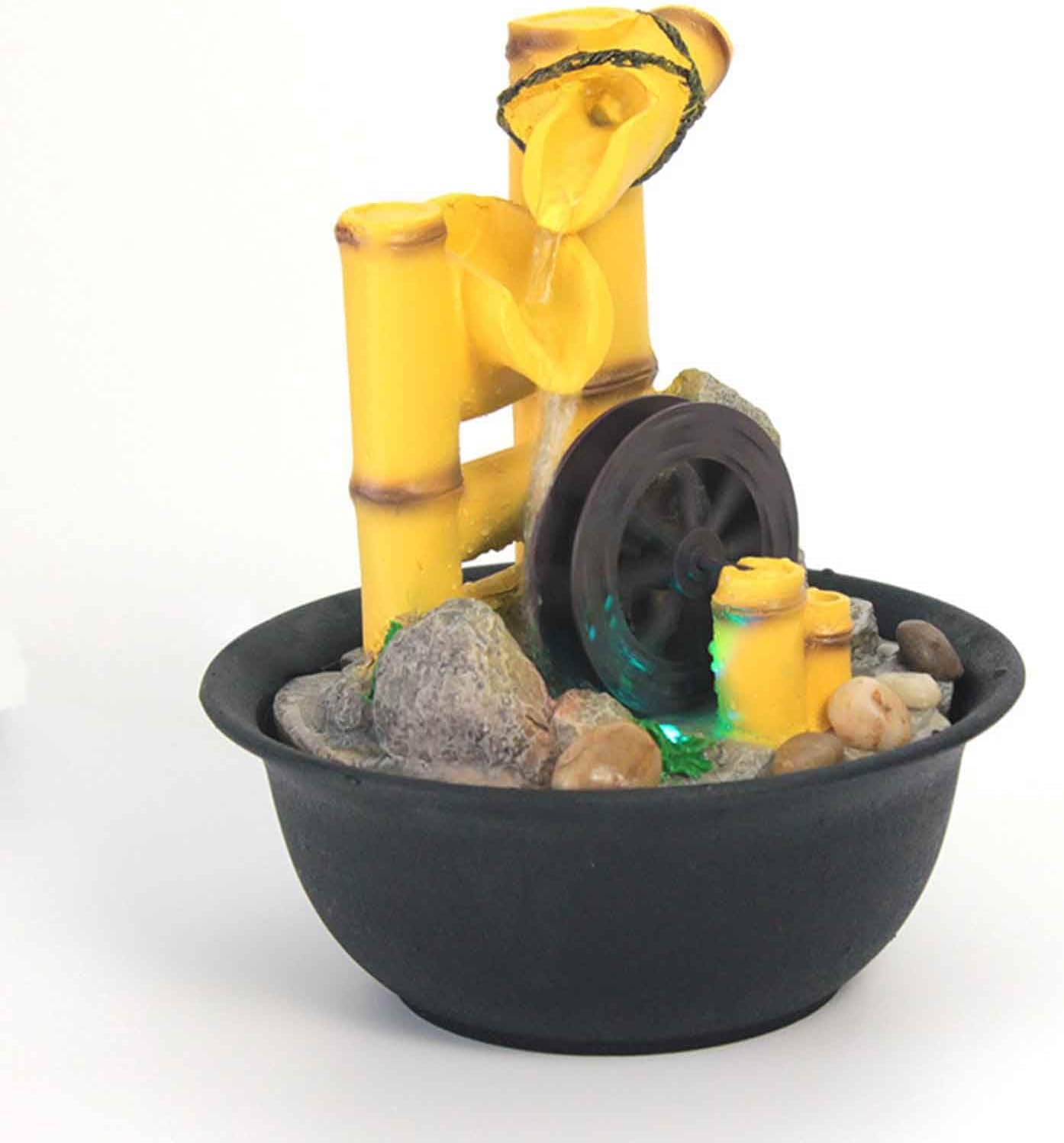 Tabletop Waterfall Fountain with LED Light for Home Office Decor