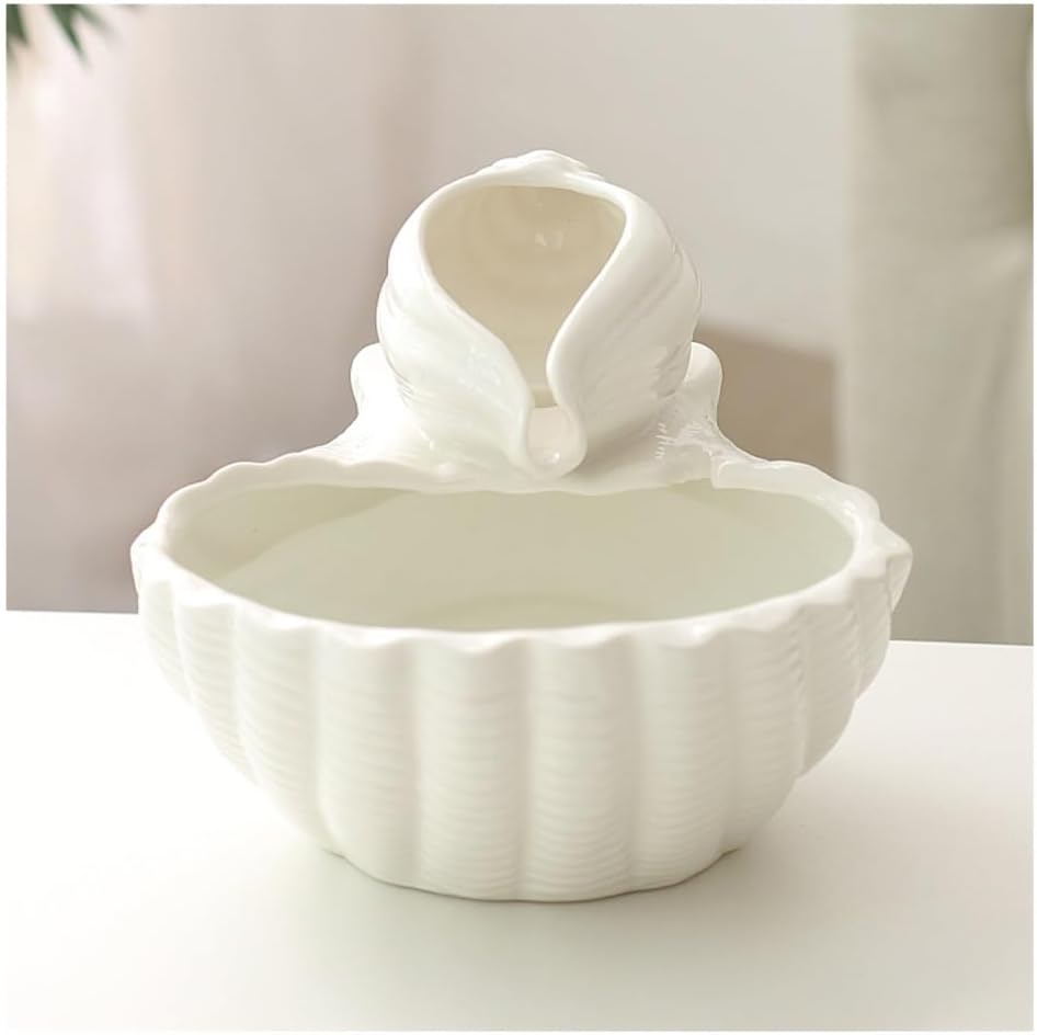 Pink Ceramic Tabletop Fountain with Conch Design