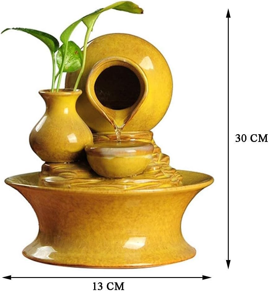 Wind Water Decoration Statue Indoor Fountain with LED Light and Water Pump